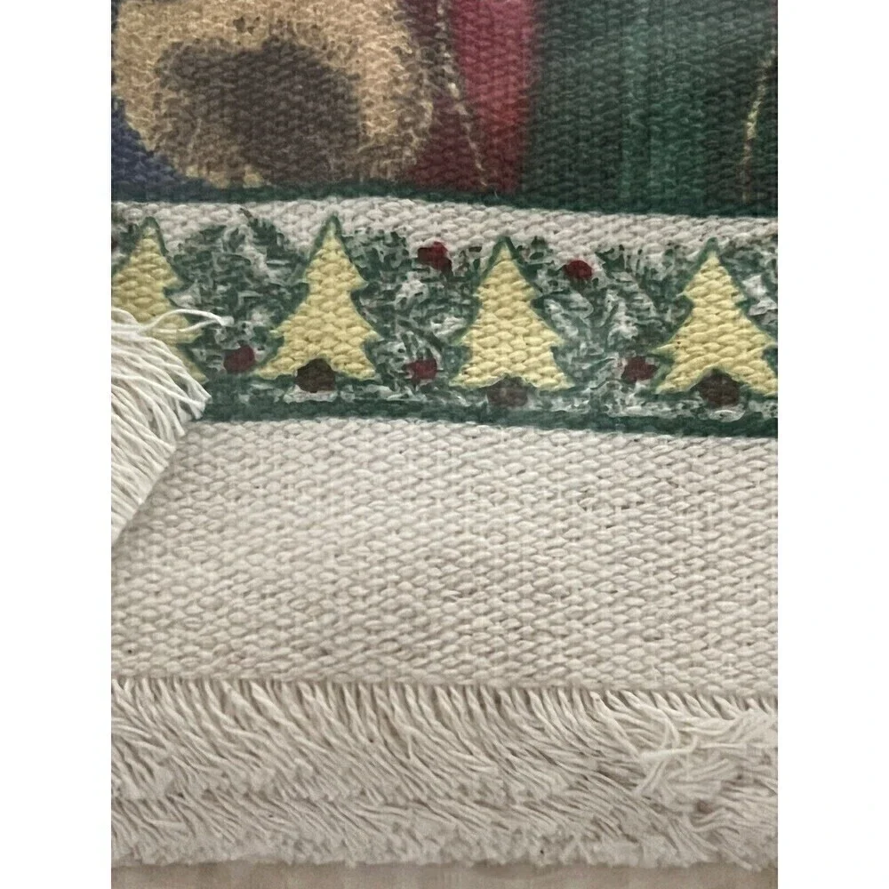 Vintage Stevens Linen 4 Placemats Napkins Original Packaging Old World Santa